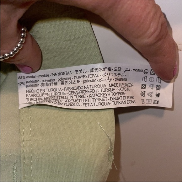 ZARA Celery Green High Waist Full Length wide legs TROUSERS Size Medium - Picture 8 of 8